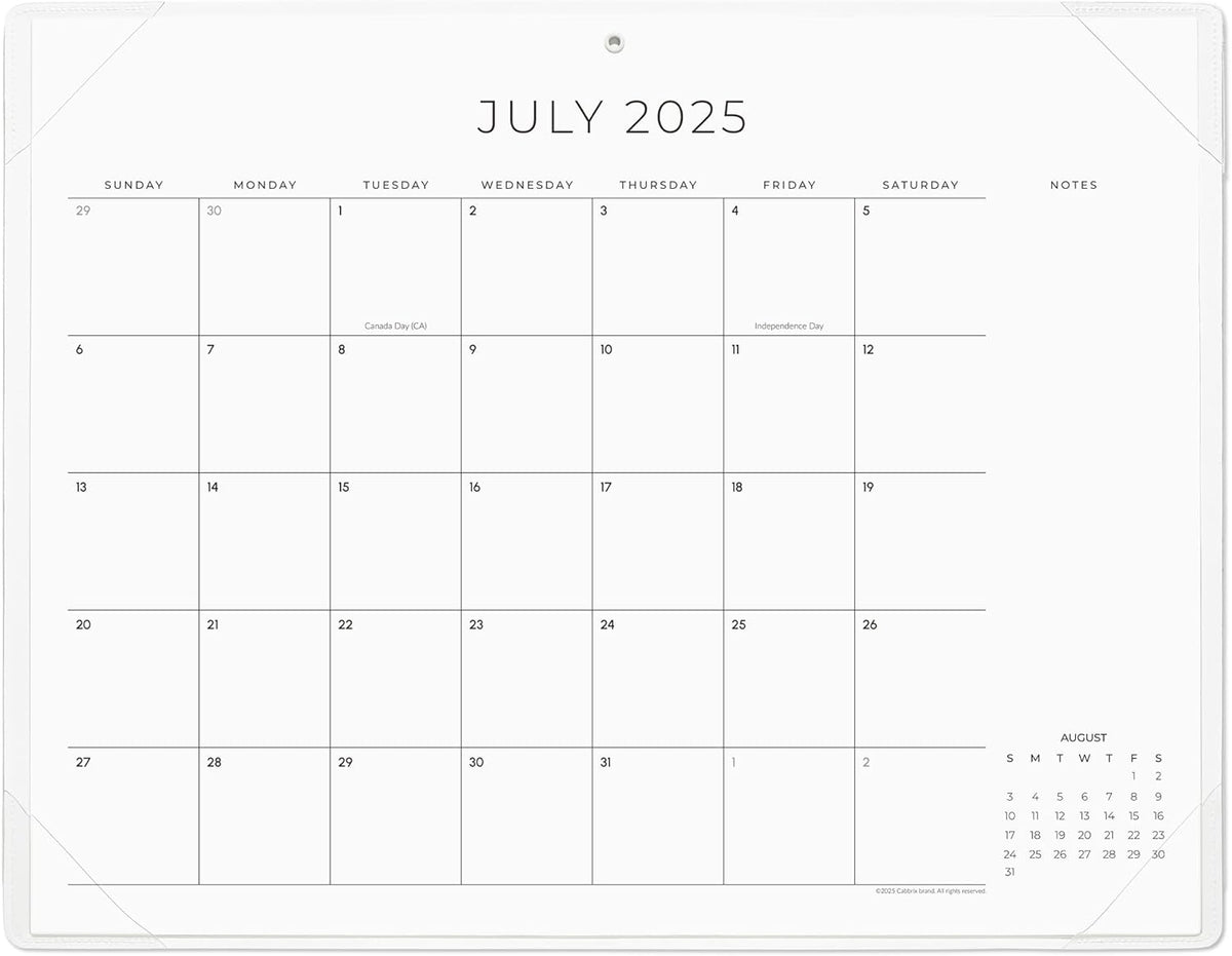 Cabbrix Simplified Desk Calendar 2025-2026 with Desktop Mat, Desk Pad Calendar Large 21" x 16-1/2" Covering July 2025 to June 2026, Monthly Desktop Calendar for Home School and Office (Beige)