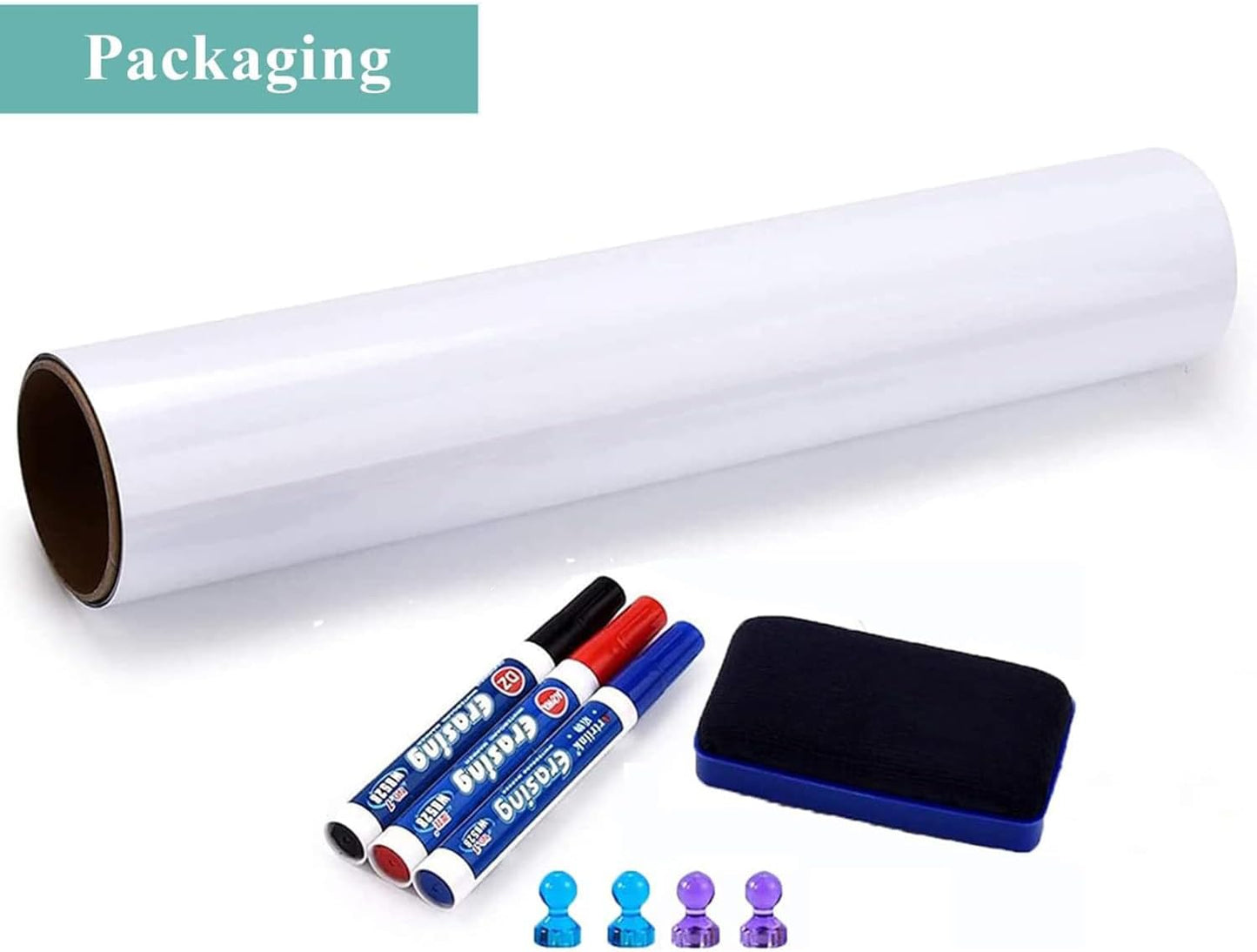 Magnetic Dry Erase Whiteboard Sheet, 72" x 40" Self Adhesive Whiteboard for Wall, Easy to Write and Clean Dry Erase Board for Kids, Office, Home, with Marker, Magnetic Eraser and Magnets