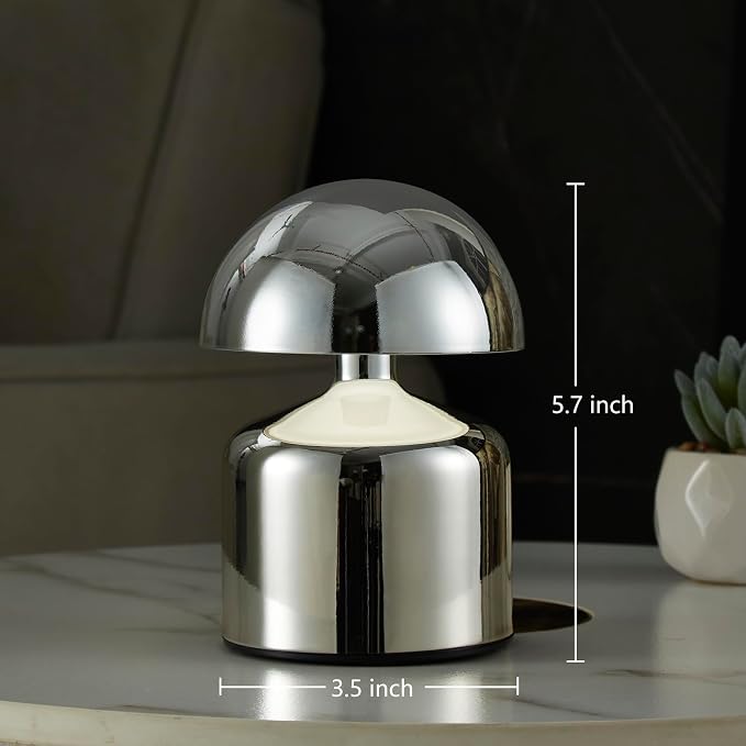 SAIWEYA Modern Cordless Mushroom Small Table Lamp, Dimmable Touch Battery | 3-Way Dimmable, Mini Rechargeable LED Desk Lamp, Night Light, Bedside Nightstand Lamps for Bedroom, Living Room