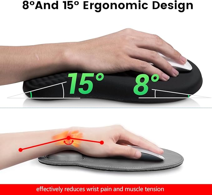 Keyboard Wrist Rest -Ergonomic Keyboard Stand with Wrist Rest- with Carpal Tunnel Pain Relief Massage Bumps and Full Memory Gel Design - Ideal Frequent Computer (Pink)