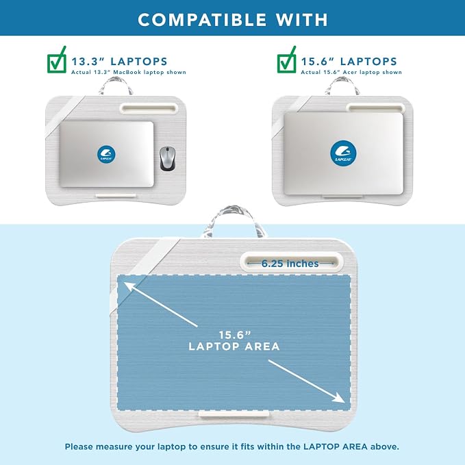 LAPGEAR Designer Lap Desk – Gray Damask, 2-Pack with Storage Basket