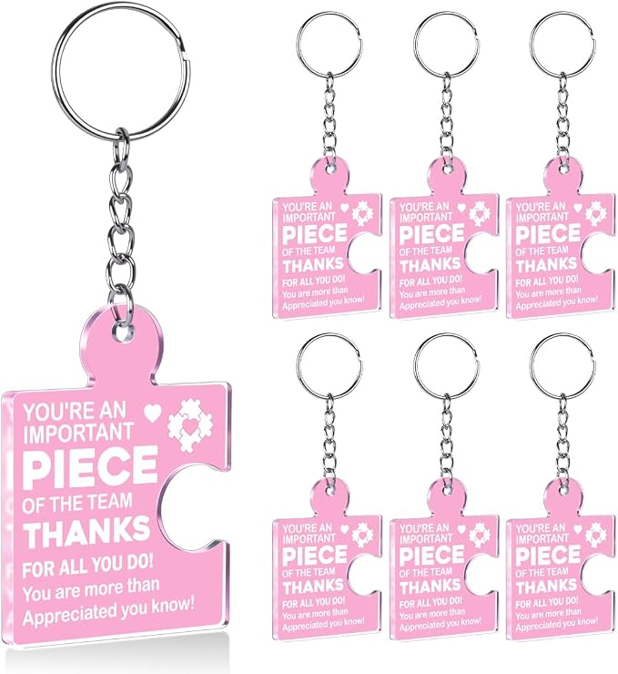 Team Appreciation Gifts Bulk Thank You Keychains for Coworkers | Gift Set for Employee, Staff, Teachers, Teamwork Puzzle Piece Keyring, Acrylic