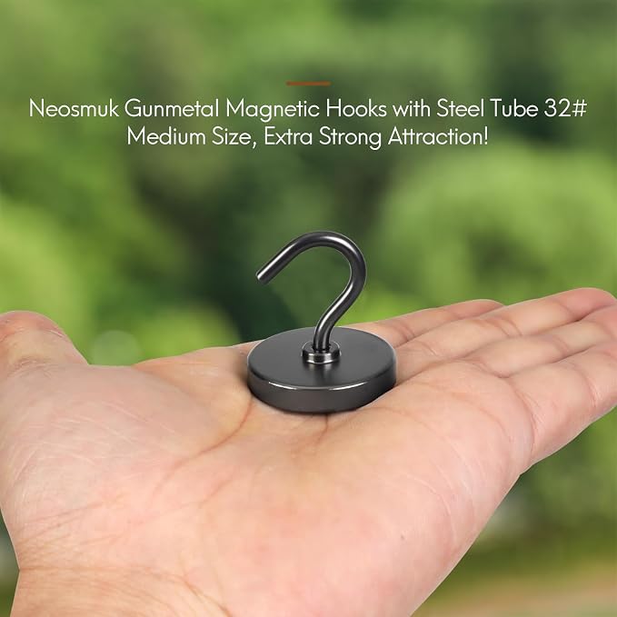 Neosmuk Magnetic Hooks for Cruise Cabins, Heavy Duty 130lb Strong Magnet Hook, Cruise Essentials 2026 for Hanging, Metal Wall Refrigerator Hangers (Gunmetal, 10 Pack)