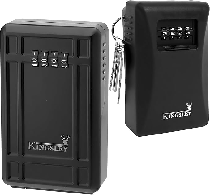Kingsley Key Realtor Lock Box - Guard-a-Key, Secure Weatherproof Key Box Wall Mount for Indoors and Outdoors, 4 Digit Resettable Combination Code, Large Capacity for Storing Spare Keys