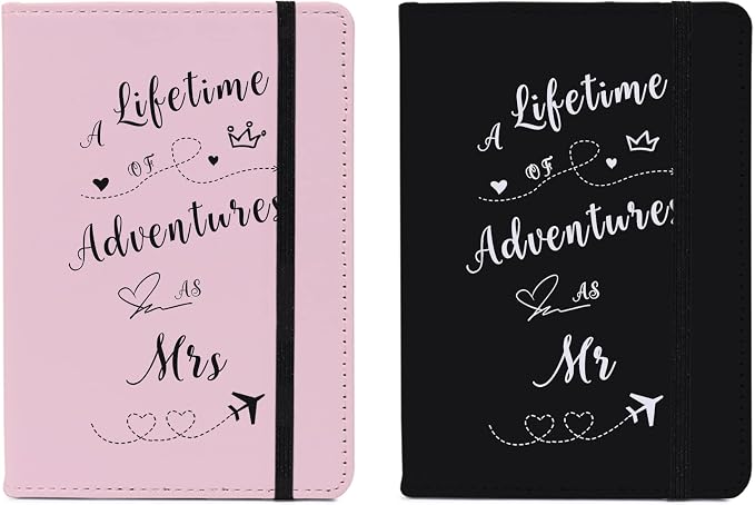 Passport Book Holder Passport Wallet for Mr and Mrs Passport Holder for Women Passport Cover Passport Case for Couples Traveling Passport Book Holder Passport Protector Bridal Shower Gifts 2PCS