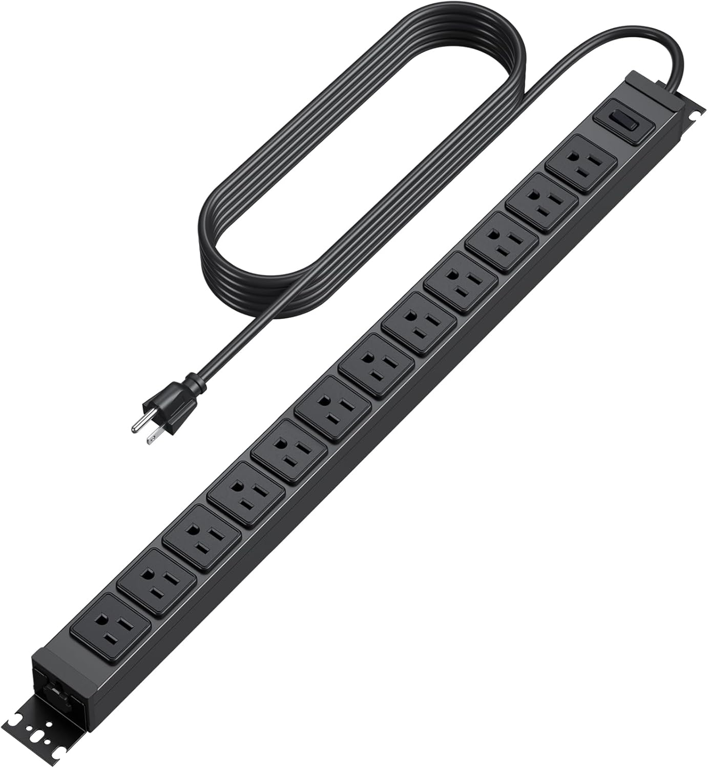 HHSOET 360° Rotating 12 Outlet Mountable Power Strip, Metal Gaming Table Mounted Outlet Strip, Heavy Duty Wall Mount Surge Protector with Switch, Works Great and Very Versatile, 6ft Power Cord.Black