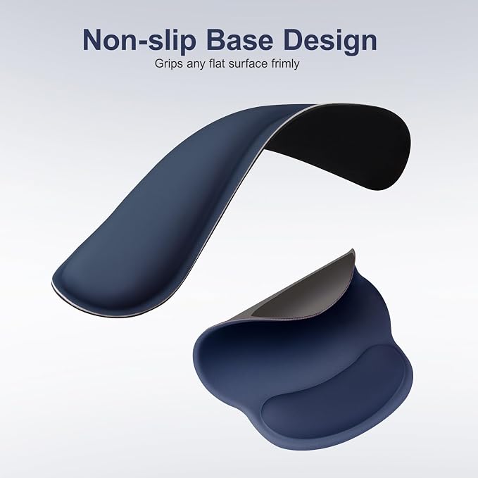 MOSISO Wrist Rest Support for Mouse Pad&Keyboard Set, Navy Blue | Streamline Ergonomic Mousepad&Coaster Non-Slip Base Home/Office Pain Relief&Easy Typing Pad with Soft Cloth&Silicone Lining