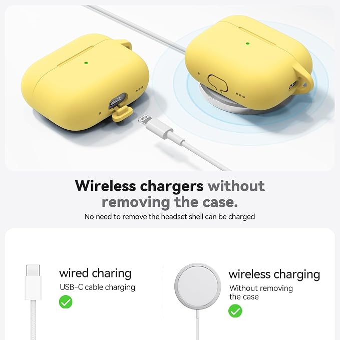 Ljusmicker for AirPods Pro 3 Case 2025 with Cleaner Kit,Yellow | Soft Silicone Protective Cover for Apple AirPod Pro 3rd Generation Case with Keychain for Women Men,Shockproof