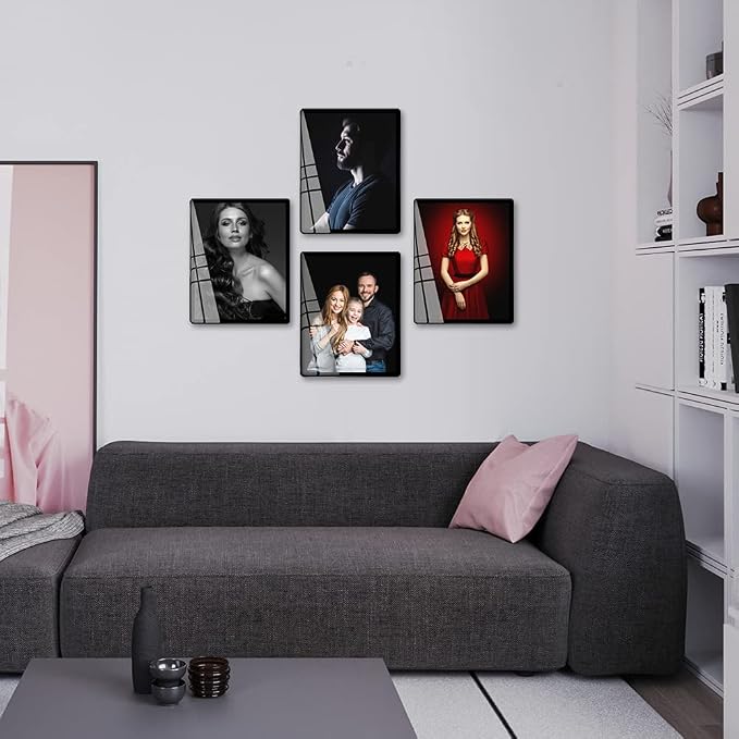 Bluesun 5×7 Picture Frame Black, Vertical & Horizontal Wall & Tabletop | 5×7 Black Photo Frame with Tempered Glass & Rounded Corners, Ideal for Kids & Family, Living Room Bedroom Hallway Office