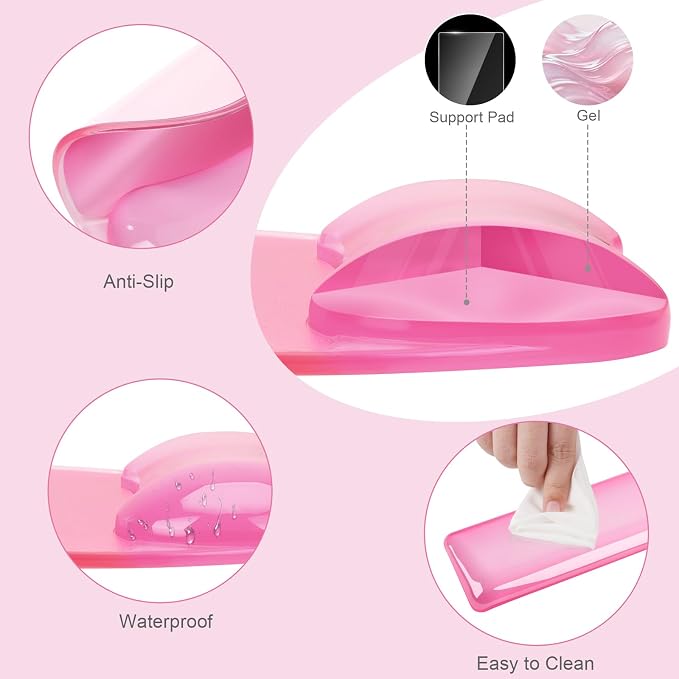 MOSISO Cooling Gel Wrist Rest Support for Mouse Pad&Keyboard Set, Pink | Irregular Oval Ergonomic Mousepad Keyboard Pad Non-Slip Base Home/Office Pain Relief&Gel Easy Typing Pad for Computer Laptop