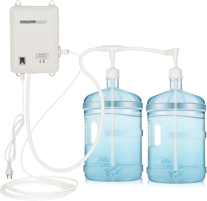 TDRRICH Bottled Water Pump System Double-Tube, Pressure Value 60Psi, Flow 2L, Drinking Water Dispensing Electric Pump for 5 Gallon Suitable for Coffee, Ice Machines, Refrigerators and Other Places