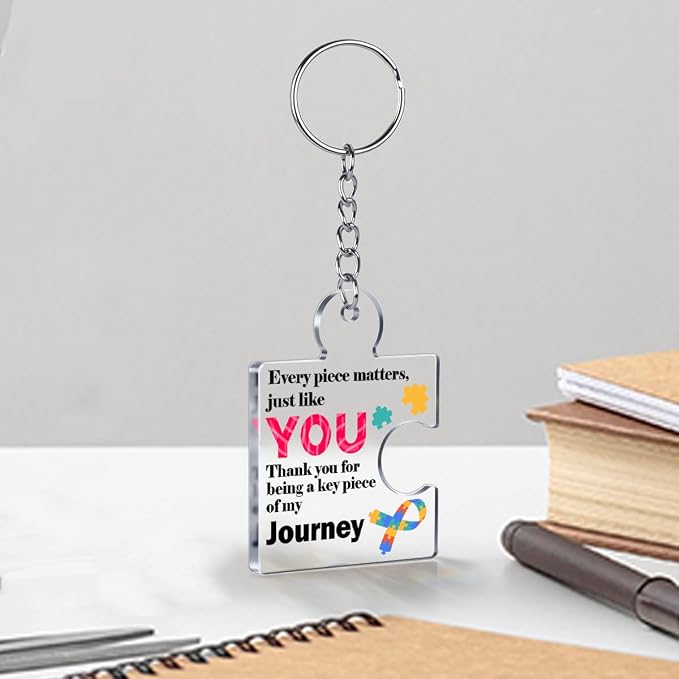 Team Appreciation Gifts Bulk Thank You Keychains for Coworkers | Gift Set for Employee, Staff, Teachers, Teamwork Puzzle Piece Keyring, Acrylic