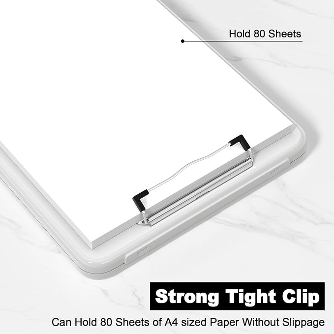 Hongri Clipboard with Storage, 8.5 x 11 Clip Board Foldable, White | Bottom Opening, Size 13.4 x 9.4 X 0.9 in for Nurses, Teacher, Students, Classroom, School & Office Supplies