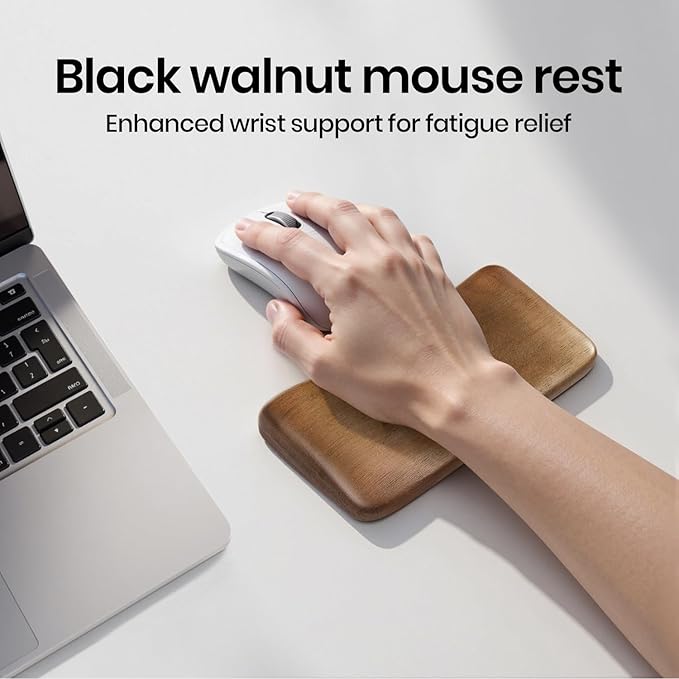 Mouse Wrist Rest for One-Hand Gaming Keypad, Ergonomic Walnut Rest | Ergonomic Design for Wrist Pain Relief, Easy to Clean and Smooth No Odor, Support Wrist to Coding Typing and Playing