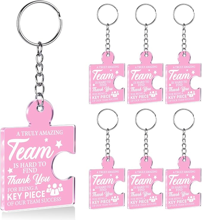 Team Appreciation Gifts Bulk Thank You Keychains for Coworkers | Gift Set for Employee, Staff, Teachers, Teamwork Puzzle Piece Keyring, Acrylic