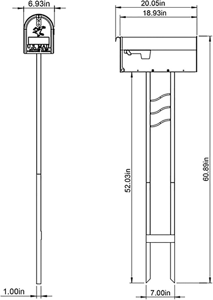 Architectural Mailboxes Mailbox to Go Galvanized Steel Mailbox and Post Kit, MC11KITBAM, Black, Medium Capacity