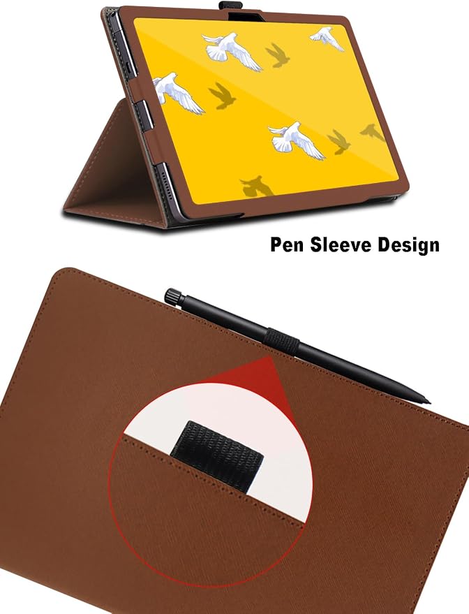 Case for Wacom MovinkPad 11 11.45 inch, Wacom MovinkPad 11 Tablet Case, Folding Stand Protective Cover with Pencil Holder and Wrist Strap, Full Protection. (Brown)