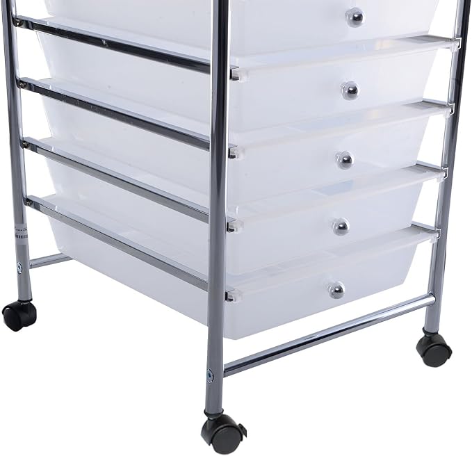 Giantex 10 Drawer Storage Cart Rolling Cart File Scrapbook Paper Mobile Organizer for School Office (Clear)