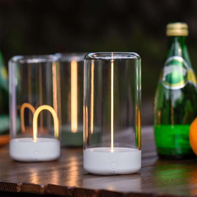 Mini Minimalist Cordless Table Lamp, Rechargeable Ambient Light, White