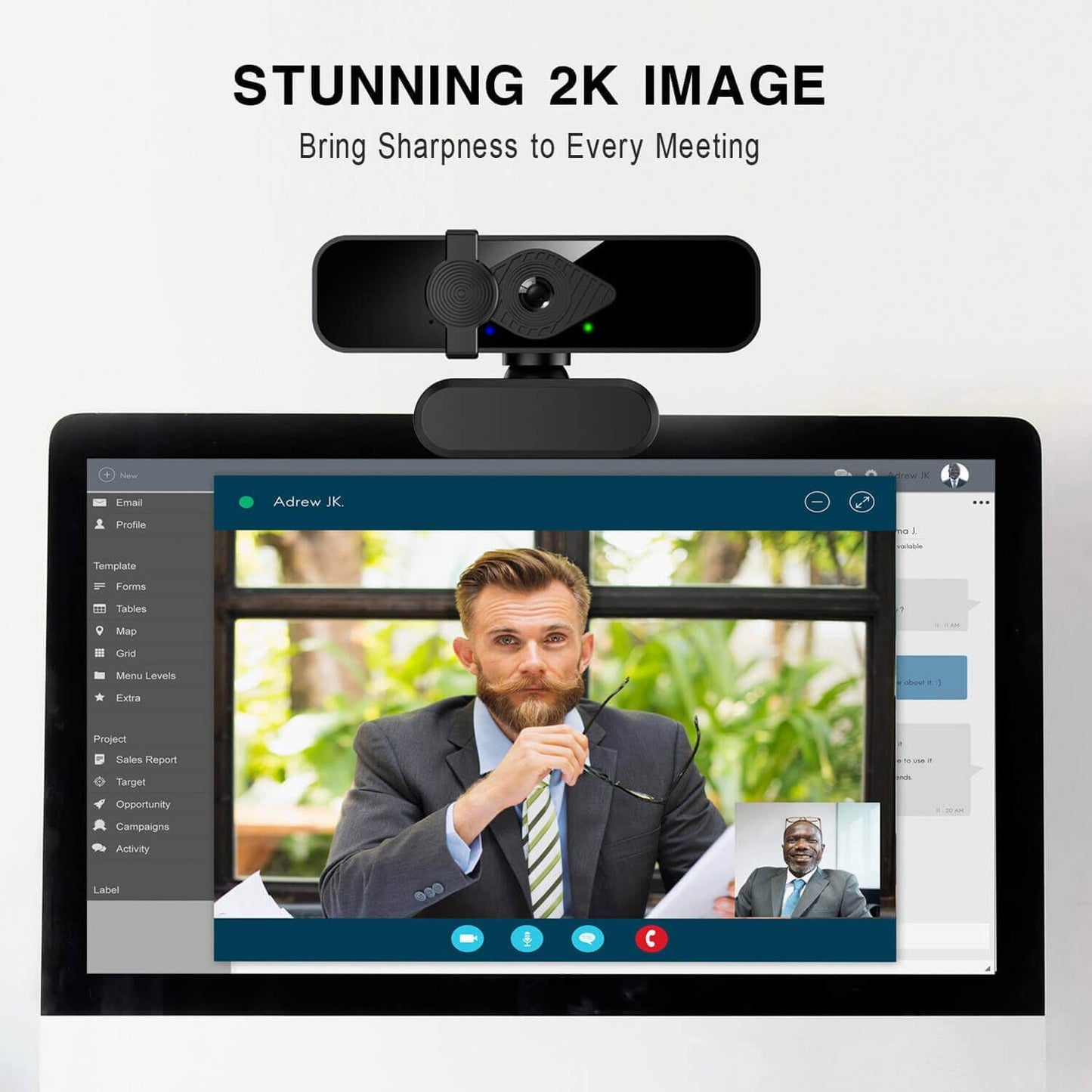 2K Webcam for PC, 85° View USB Computer Camera, with Noise Canceling Microphone & Privacy Cover, HD Web Cameras for Desktop Laptop Monitor Mac Streaming, Video Calling Webcams, 1pc cable organizer