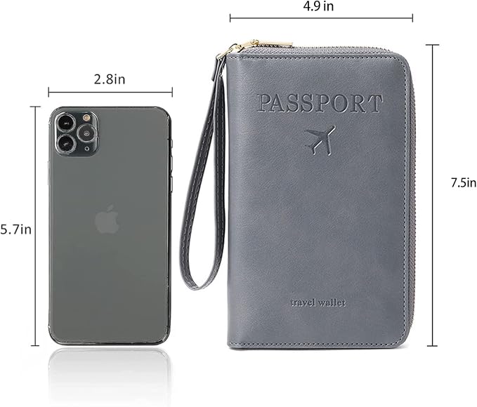 Passport Holder for Travel Women and Men RFID Blocking Passport Holder with Zipper Multi-functional Passport Wallet Passport Case Passport cover Travel Essentials