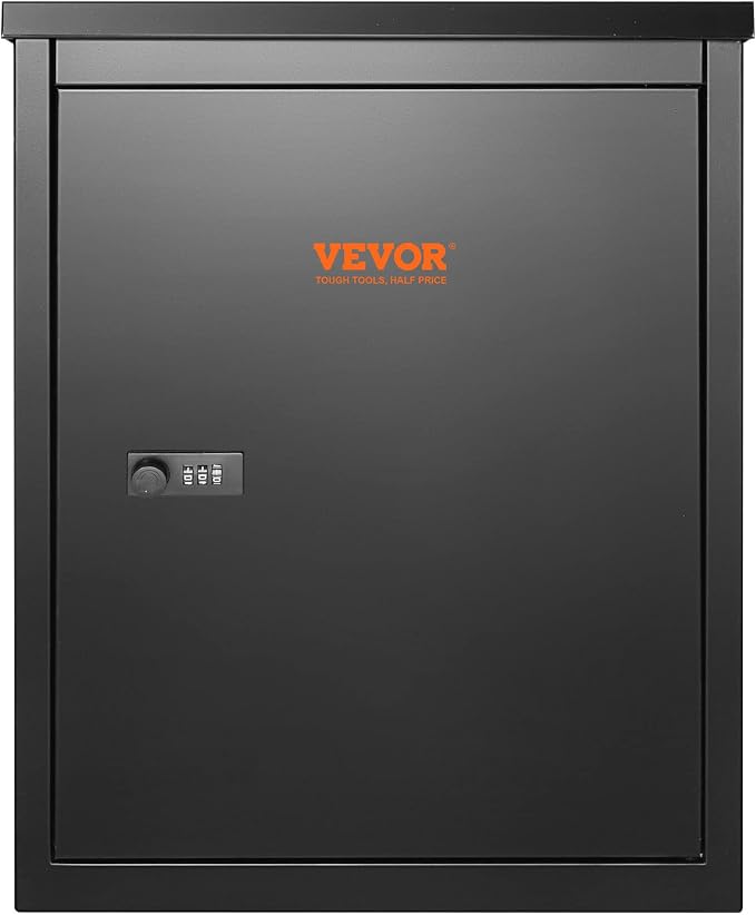 VEVOR Parcel Drop Boxes for Outside 15.4" x 10.6" x 20.5", Galvanized Steel Wall Mount Mailbox with Coded Lock, Anti-Theft Baffle, IPX3 Waterproof Lockable Large Mailbox for Porch, Curbside