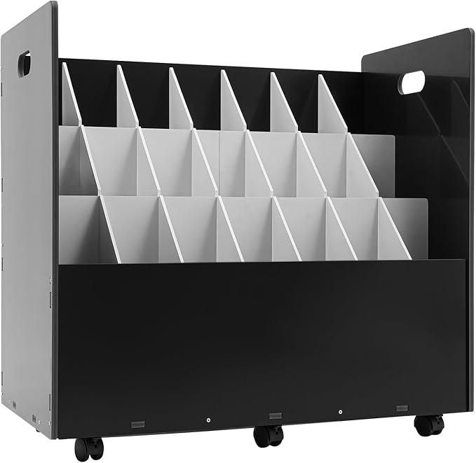 Blue Print Storage Organizer with Wheels, 21 Slots Roll Files Cart, Black | Mobile Blueprint Storage Rack Cart, Construction Plan Holder, Map Poster Storage Cabinet for Office Home School