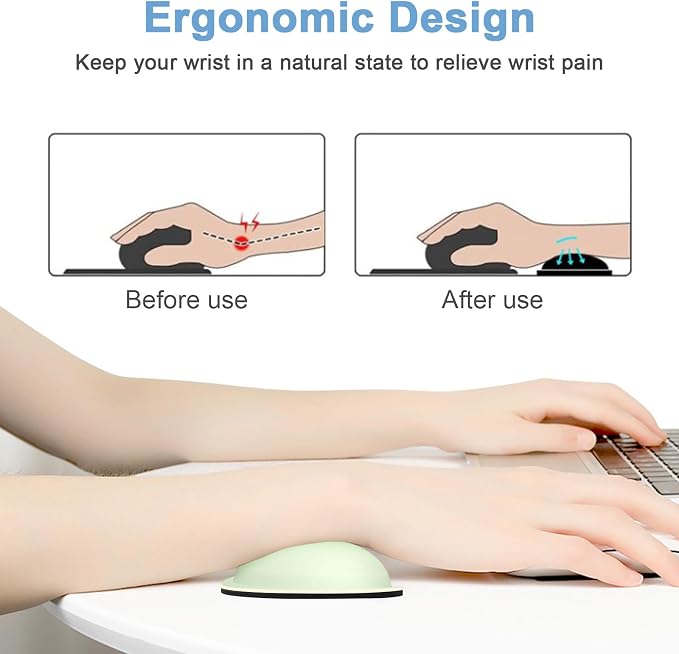 Dapesuom Mouse Wrist Rest, Ergonomic Memory Foam Mouse Wrist for Computer Desk Mats Support, Hand Rest Pad Cushion for Gaming, Office, Laptop, Men, Women, Pain Relief & Easy Typing, Lake Green