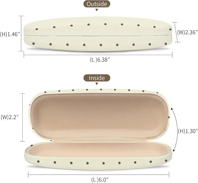 Glasses Case Hard Shell, Cute Sunglasses Case for Women Leather Protective Case for Eyeglass with Cleaning Cloth
