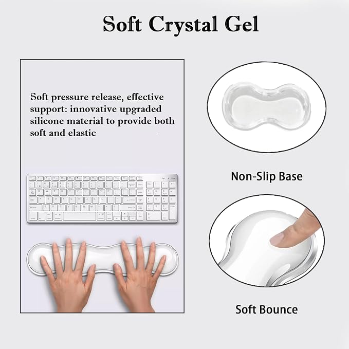 Update Gel Keyboard Wrist Rest & Mouse Wrist Rest Set – Silicone Wrist Support Pad for Pain Relief, Effortless Typing, Gaming, Computer, Laptop, Office – Anti-Slip Base, Easy to Clean