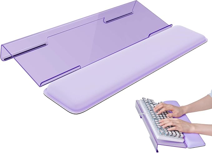 Laborio Computer Keyboard Wrist Rest, Keyboard Riser Stand for Desktop | Purple, Ergonomic Acrylic Keyboard Holder, Non-slip Wrist Pad, Pain Relief for Typing, Multiple Colors
