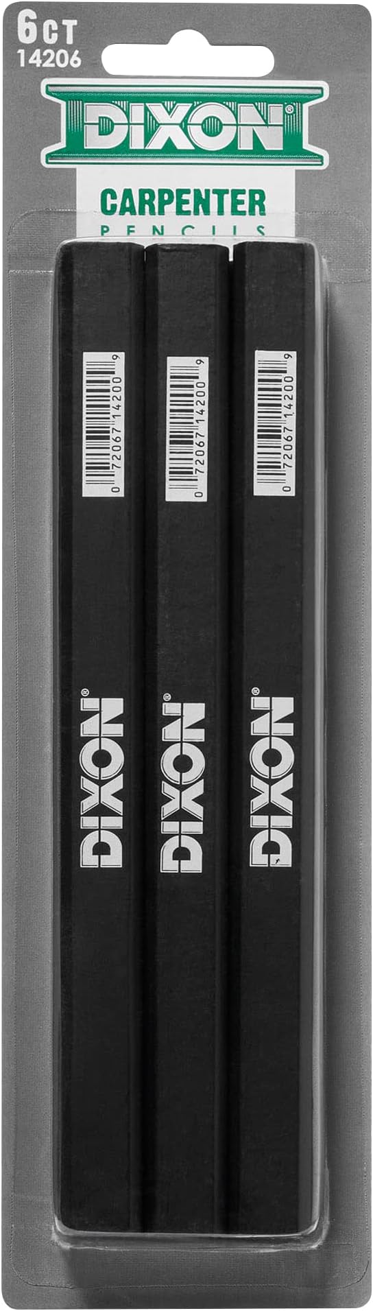 DIXON Industrial Carpenter Pencils, Medium, Black and Silver, 6-Pack, (14206)