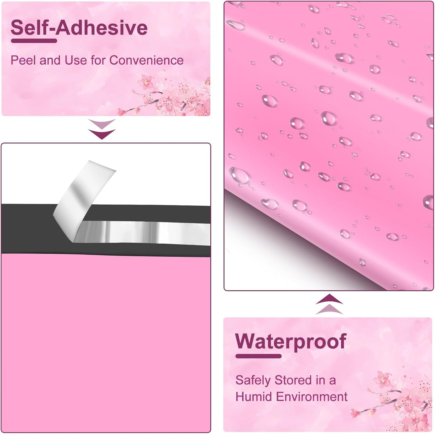 Large Poly Mailers 24x24 Inch 50 Pcs, Extra Large Shipping Bags for Clothing with Self-Sealing Tear-Resistant, Waterproof Poly Bags, Mailing Envelopes for Small Business (Pink)