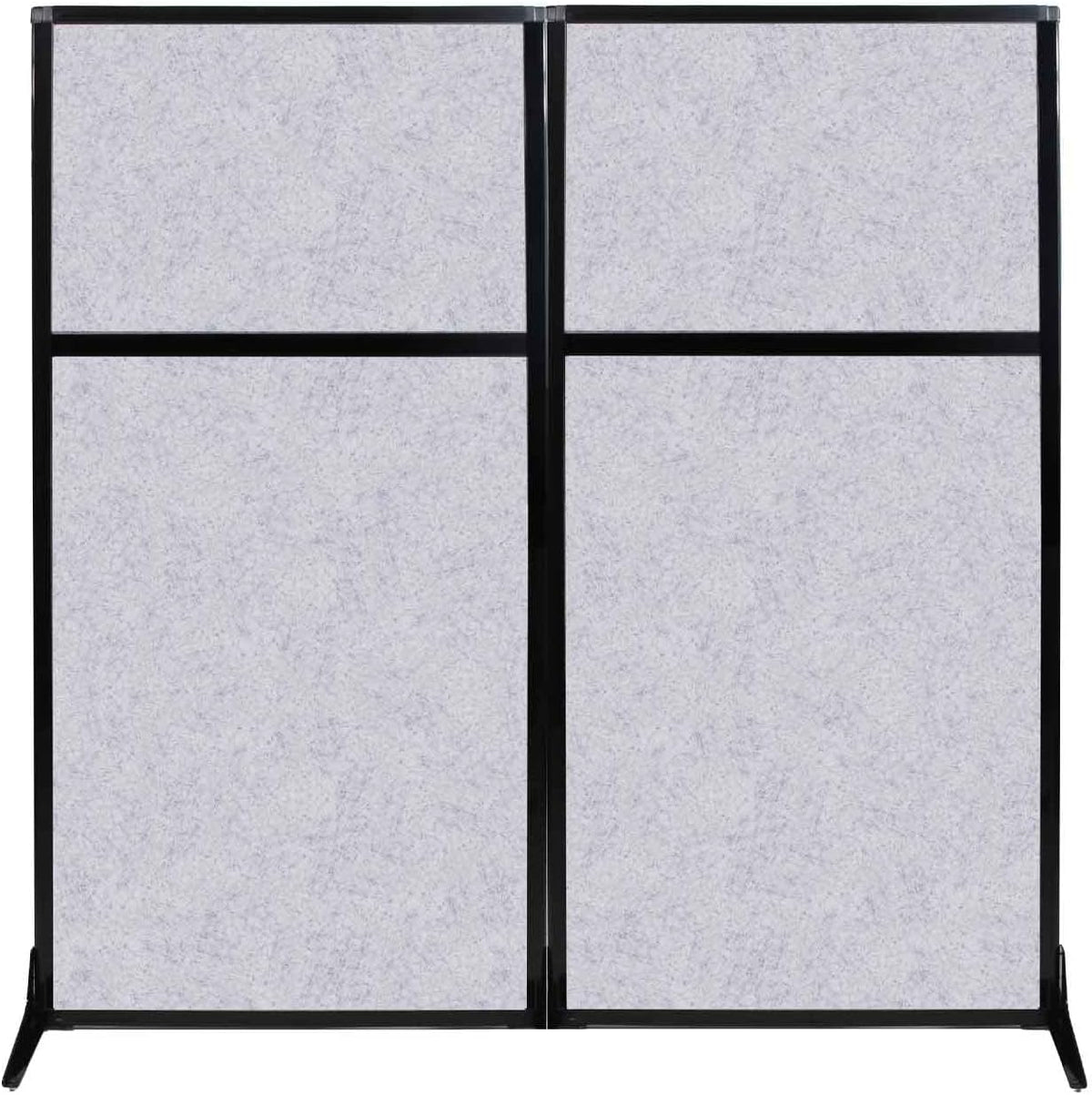 Versare Office Workstation Screen | Portable Wall Divider | Modern Cubicle | Freestanding Privacy Screen | Flexible Work Space | 2 Panels | 66" Wide x 70" Tall Marble Gray SoundSorb Panels