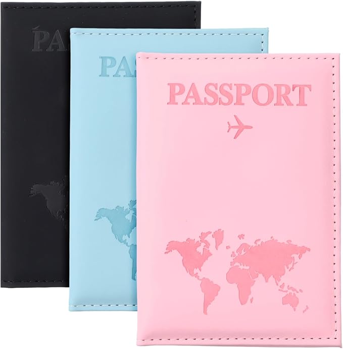 3 Pack Passport Covers, Passport Holder for Travel Women Men Passports Wallet Cover Case PU Leather Passports Holder Case with Card Holders Travel Must Haves Accessories