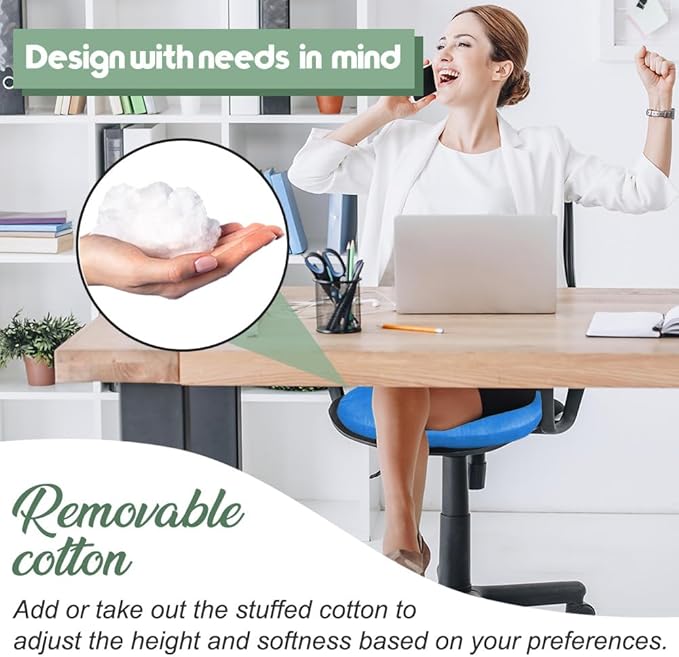 Stuffed Donut Pillow Seat Cushion | for Tailbone and Coccyx Pain, Hemorrhoids, Bed Sores, Pregnancy, Prostate, Surgery Recovery, Sitting Pressure Relief, for Home, Office and Car (Blue)