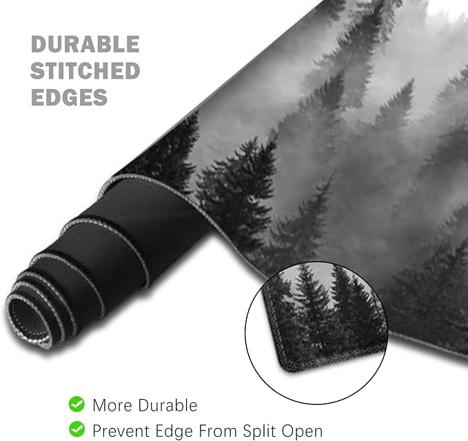 ToLuLu Extended Gaming Mouse Pad, Ergonomic Keyboard Mouse Wrist Rest Set | Large Desk Mat with Stitched Edges, Non-Slip Base Memory Foam Support Mousepad for Home Office Game Study, Tree Forests