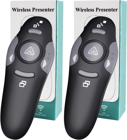 (2 Units) Wireless Presentation Clicker for PowerPoint, Wireless Presenter Remote with Laser Pointer Slide Clickers for Mac/Windows/Linux, Computer/Laptop, Google Slide/PPT/Keynote