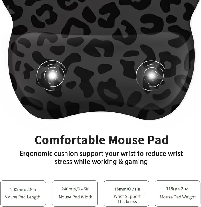 EooCoo Ergonomic Mouse Pad with Wrist Rest, Memory Foam Support Mousepad | Non-Slip Base for Computer, Cafe, Home & Office, 9.64 x 8.26 in Office Desk Accessories, Carpal Tunnel Relief