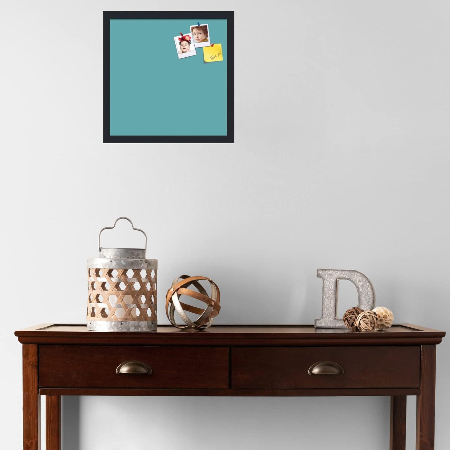 PinPix 16x16 Inch Cork Bulletin Board. This Decorative Framed Pin Board Comes with Aqua Pastel Design and a Satin Black Frame. Ideal for Home Office Decor or Message Board (PinPix-1806)