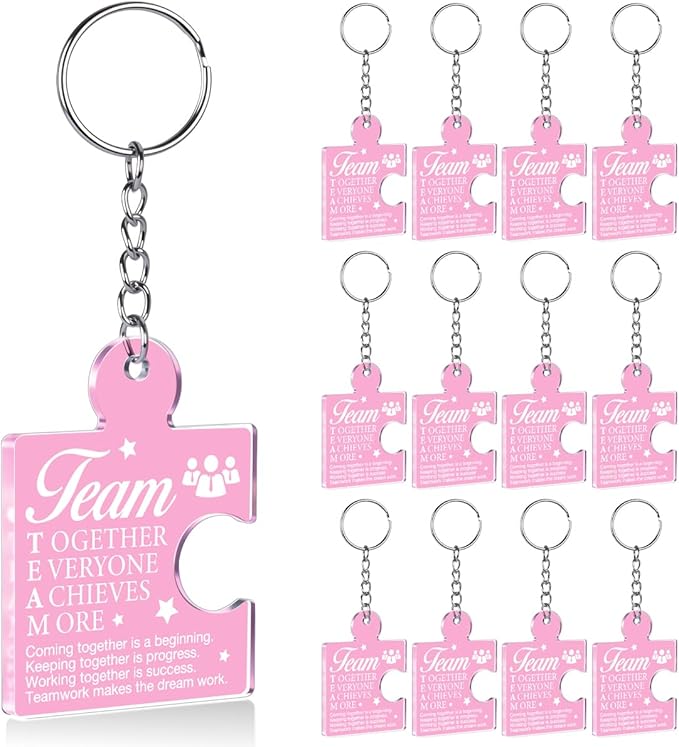 Team Appreciation Gifts Bulk Thank You Keychains for Coworkers | Gift Set for Employee, Staff, Teachers, Teamwork Puzzle Piece Keyring, Acrylic