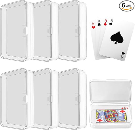 Blank Card Case, 6 Pack Clear Plastic Card Deck Box, Snaps Closed - Storage Box for Base Ball Trading Cards, Business Cards & More