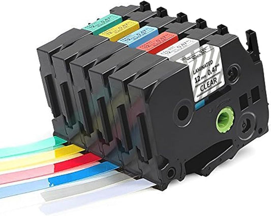 Colorty TZe-231 12mm 0.47 Label Tape Replacement for Brother P Touch Label Maker Tape TZe Laminated TZe-131 TZe-231 TZe-431 TZe-531 TZe-631 TZe-731 for PT-D210 PT-D200 PT-H100 H110 D400 P300BT, 6 Pack
