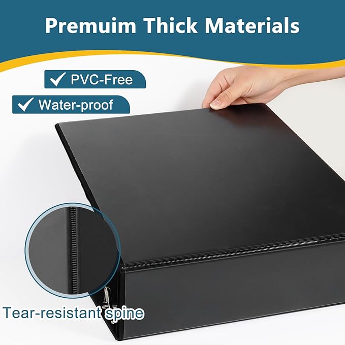 CIXILDTS 3" 3 Ring Binder, Standard 3-Inch Slant-D Ring Binder Fit Letter Size Paper, Presentation View Binders, 6 Packs, Black