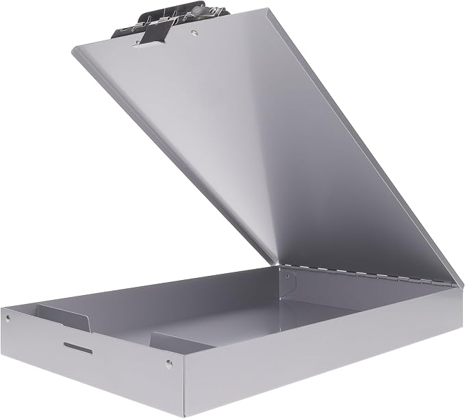 Saunders Metal Clipboard with Storage, Silver Single Layer Nursing Clipboard Folio, Letter Size Paper Organizer, Steel Clip with Self Locking Latch, Form Holder for Office, School & Work - Made in USA