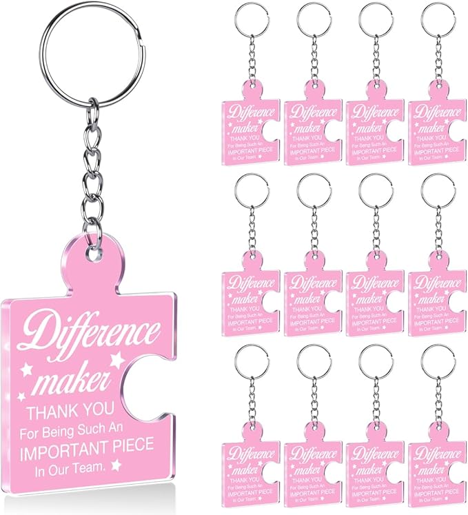 Team Appreciation Gifts Bulk Thank You Keychains for Coworkers | Gift Set for Employee, Staff, Teachers, Teamwork Puzzle Piece Keyring, Acrylic