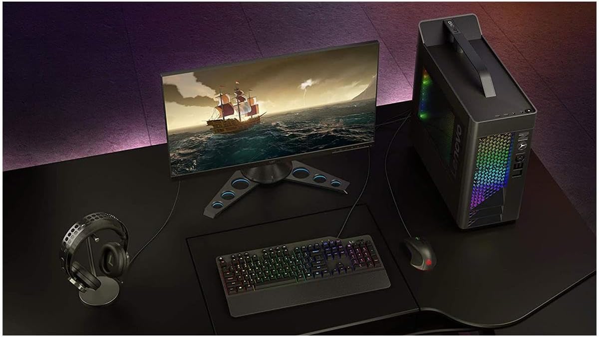 Lenovo GY40T26478 Legion K500 RGB Mechanical Gaming Keyboard, 3 ZONE Full-size Keyboard, 7 user Programmable Hot Keys; 16.8 Million Colors, 50 Million-Click Red Mechanical Keys, Detachable Palm Rest