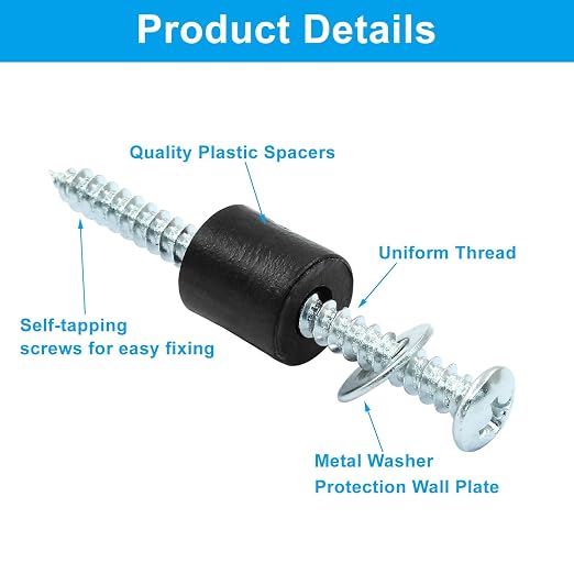 24 Set Pegboard Mounting Kit Screws Spacers Washers for Wall | 72-Piece Fits 1/8 And 1/4 Inch Pegboards, Steel Hardware Resist Deforming, Rubber Spacers Support Wood Concrete Walls