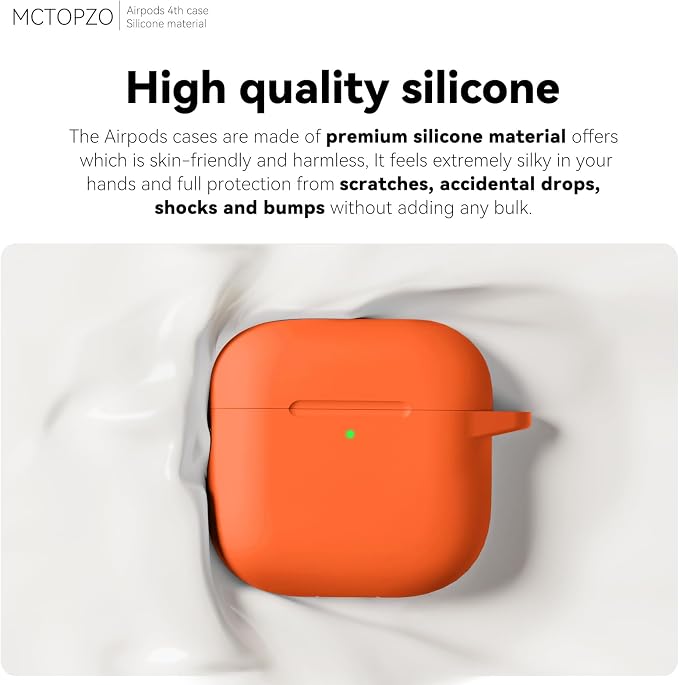 for AirPods 4 Case 2024 with Cleaner Kit & Keychain-Orange | Silicone Protective Cover for Apple AirPods 4th Generation Case,for Women Men,One-Piece Design,Shockproof,Dust Proof