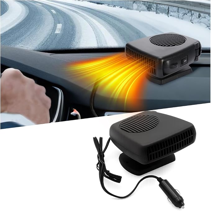 Car Heaters, 12V Portable Cigarette Lighter Vehicle Electronic Fan Heater, Fast Heating Automotive Windshield Cooling Defrost Defogger Accessories, Universal for Truck RV SUV